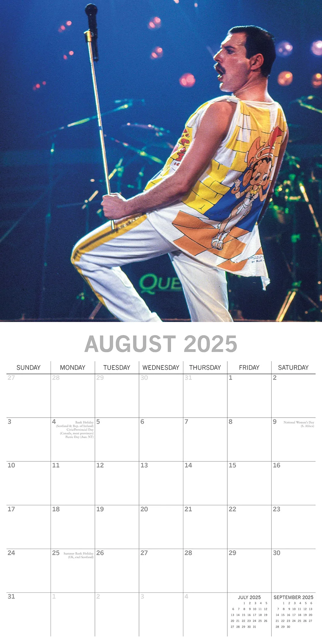 2025 Freddie Mercury Wall Calendar