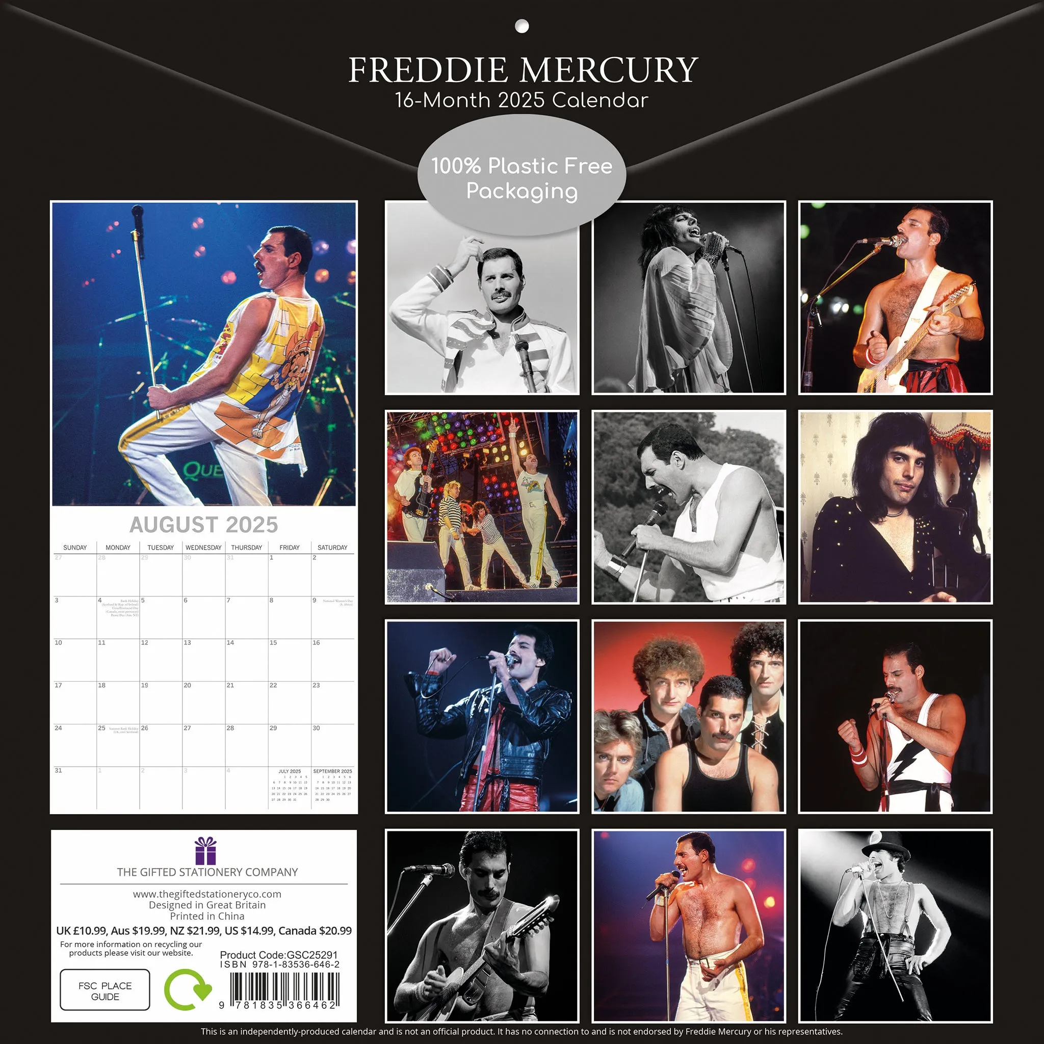 2025 Freddie Mercury Wall Calendar