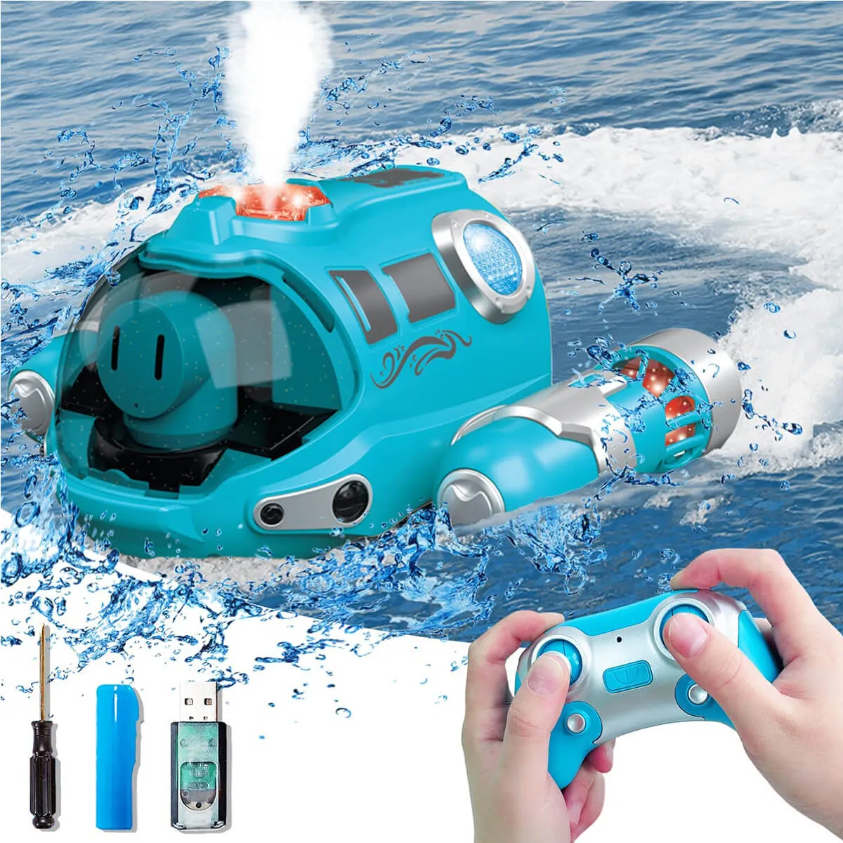 2.4GHz Remote Control Boat Spray Boat Twin Propeller Speedboat Waterproof Boat