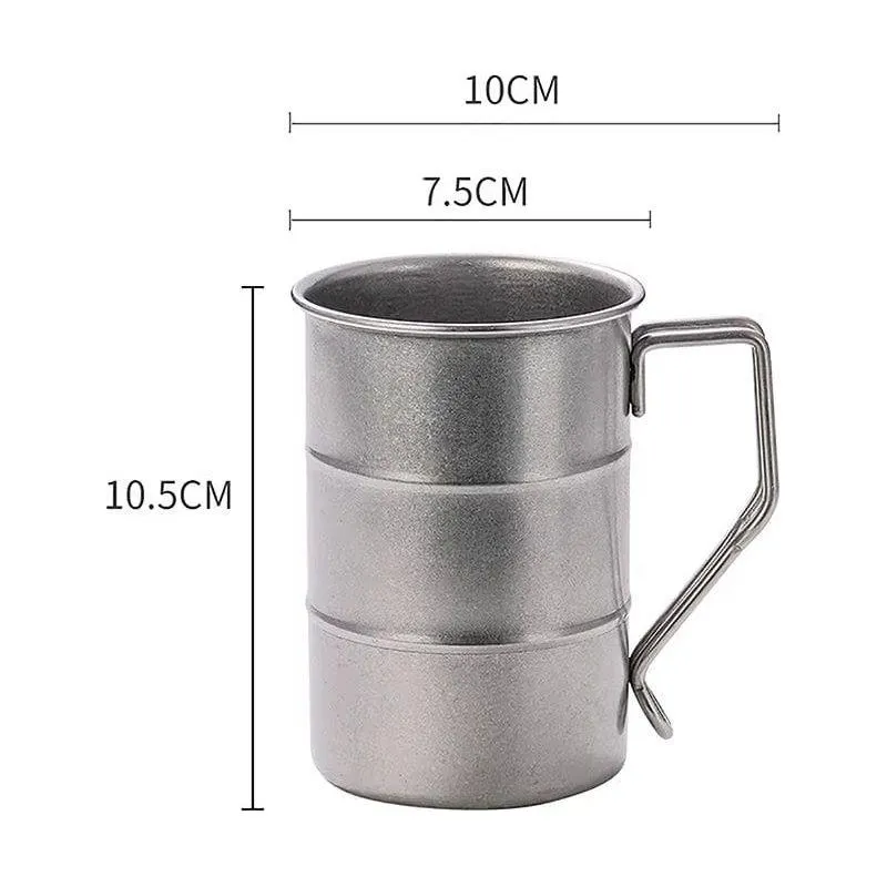 380Ml Retro Coffee Water Cup Industrial Style Oil Barrel Mug Outdoor Camping Picnic Beer Mug Drinking Utensils Stainless Steel