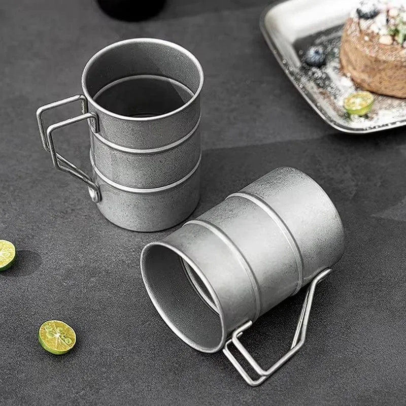 380Ml Retro Coffee Water Cup Industrial Style Oil Barrel Mug Outdoor Camping Picnic Beer Mug Drinking Utensils Stainless Steel