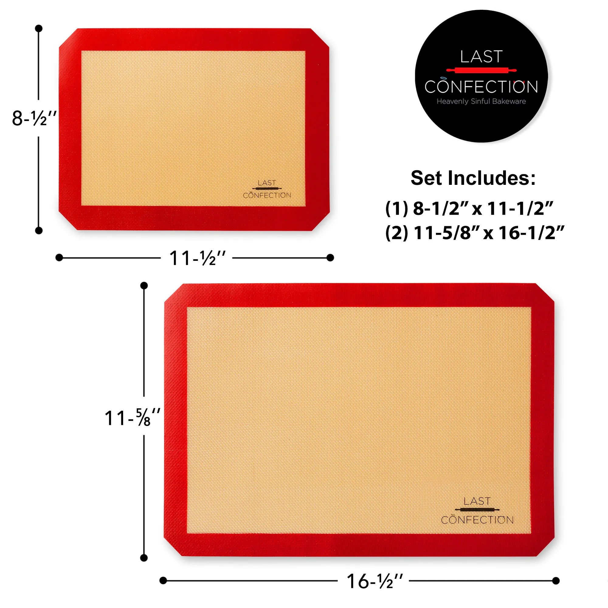 3pc Silicone Baking Mats, 2 Half, 1 Quarter Sheet - Last Confection