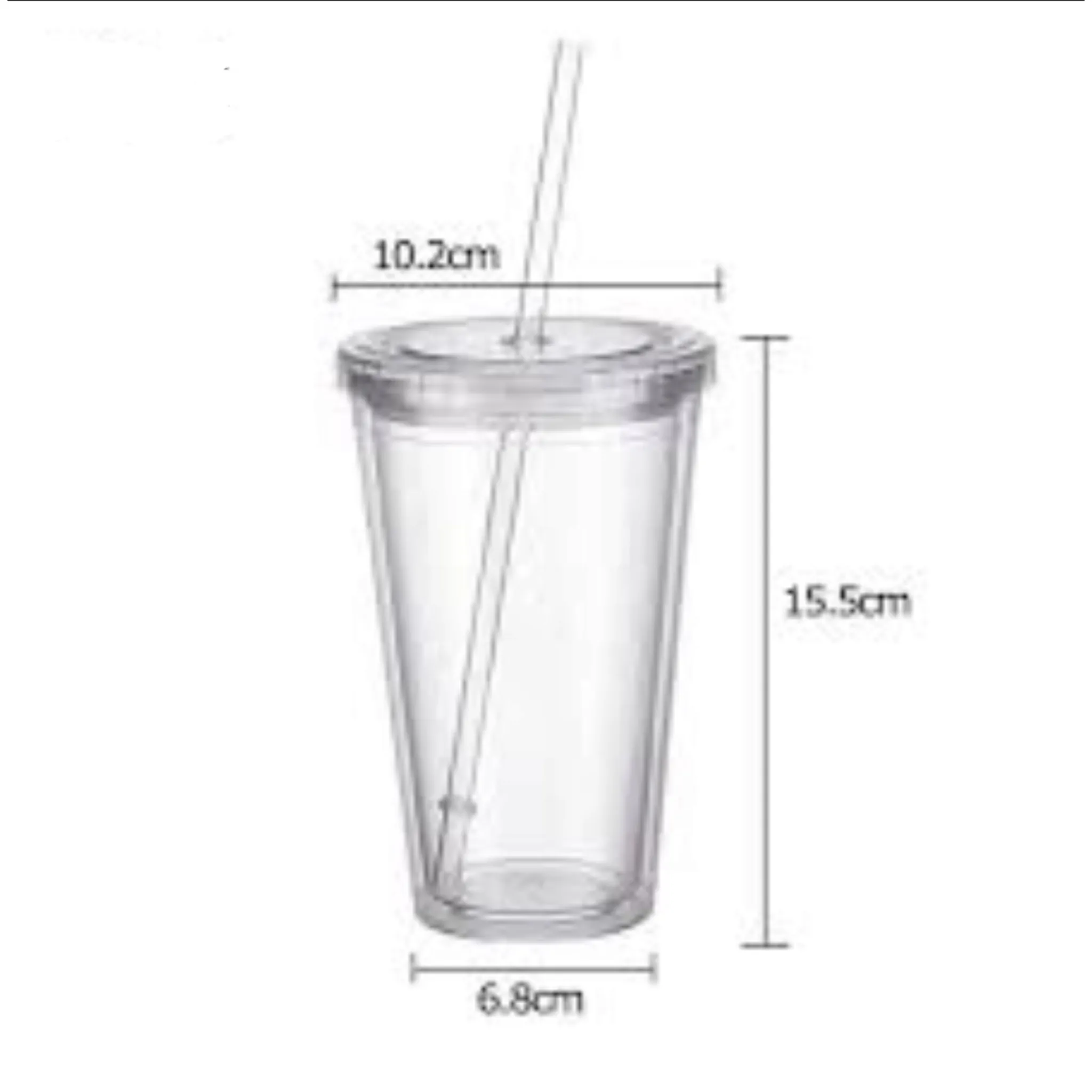 450ml Acrylic Tumbler Double Wall Insulated Cup with Straw