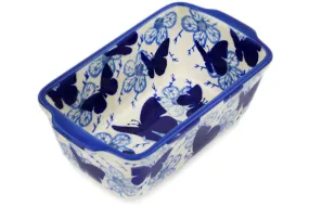 6" Mini loaf pan - Cobalt Butterflies