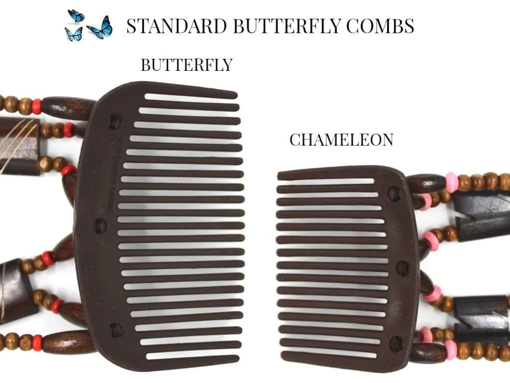 African Butterfly Chameleon Hair Comb - Beada Tube Clear 14