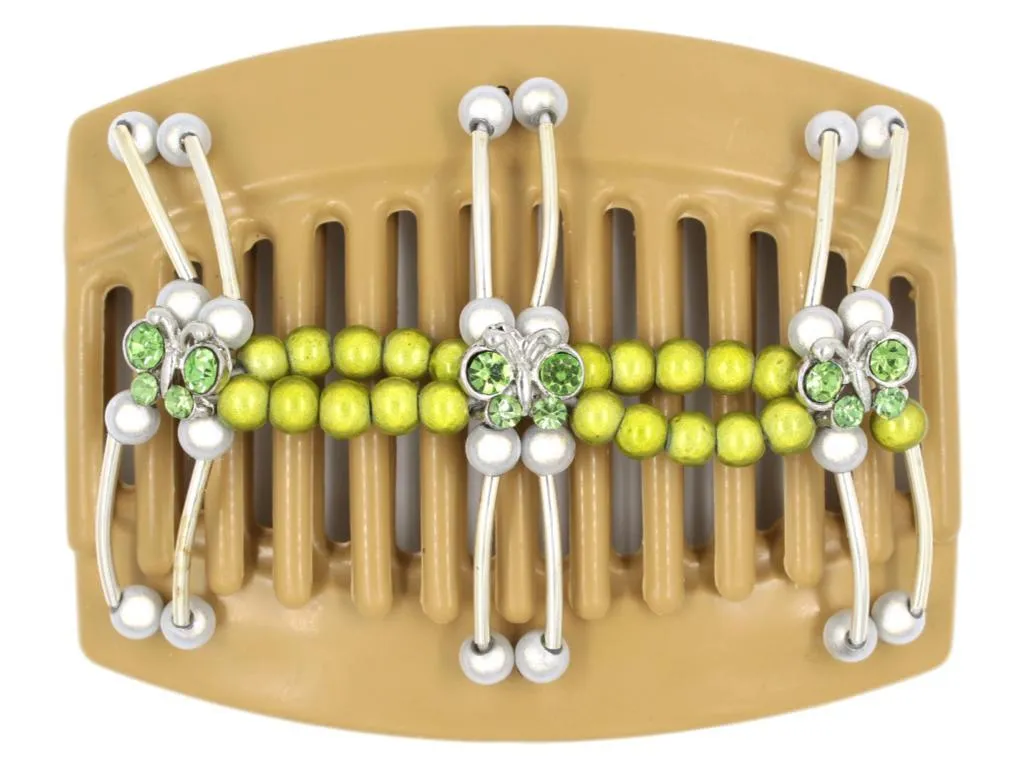 African Butterfly Thick Hair Comb - Flowers Blonde 29