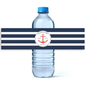 Anchor Striped Water Bottle Labels