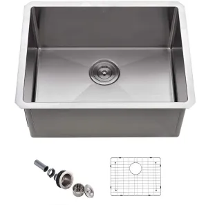 APPASO 23-Inch Single Bowl Kitchen Sink Undermount 16-Gauge Commercial Stainless Steel HS2318