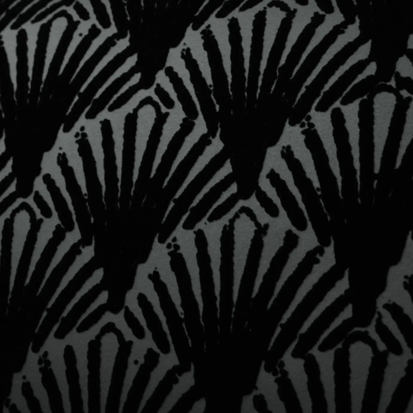 Art Deco Fans Velvet Flock Wallpaper in Noir by Burke Decor