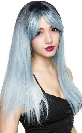 Bella Dark Root Long Blue Ice Wig