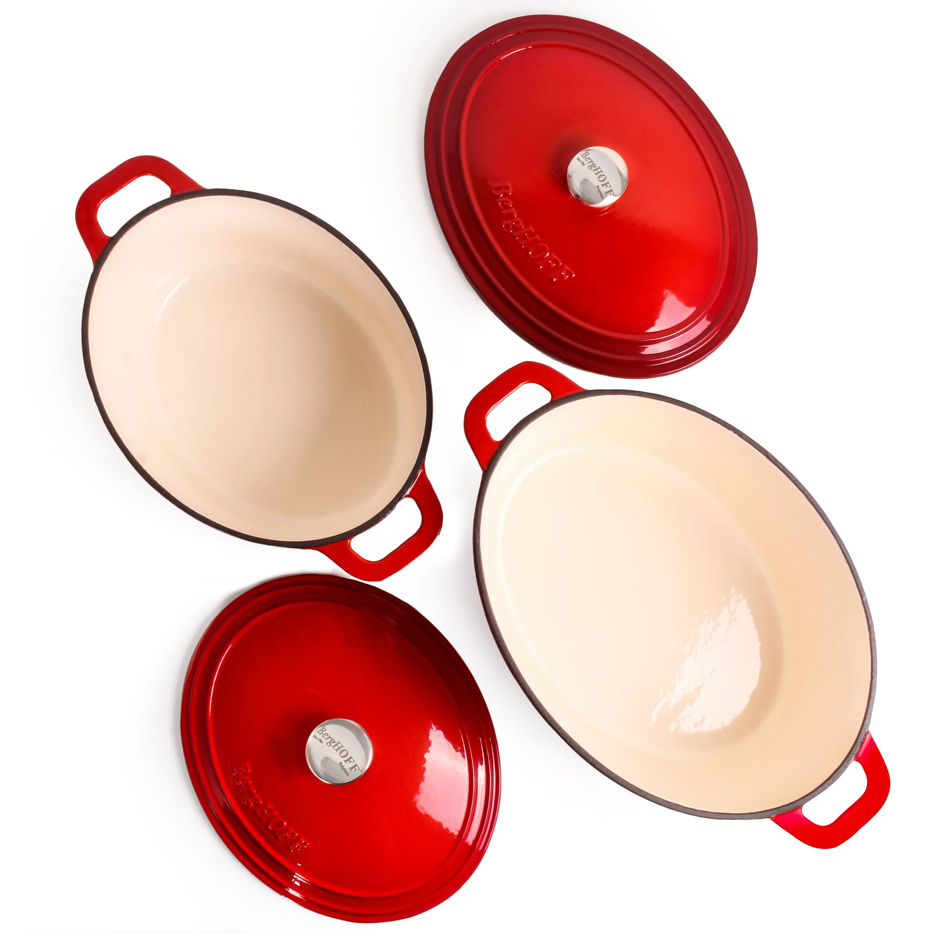 BergHOFF Neo 9pc Cast Iron Cookware Set, Red