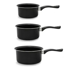 Brentwood BSP-161820 1.5, 2, and 3 Quart Non-Stick Saucepan Set, Black