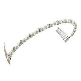 Bridal Headband with Glass Pearl & Rondelles