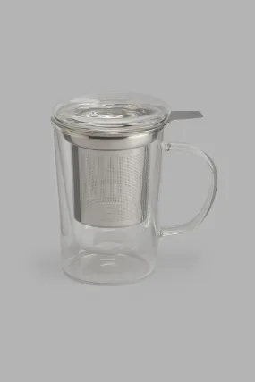 Clear Double Wall Glass Tea Cup With Filter (300ml)