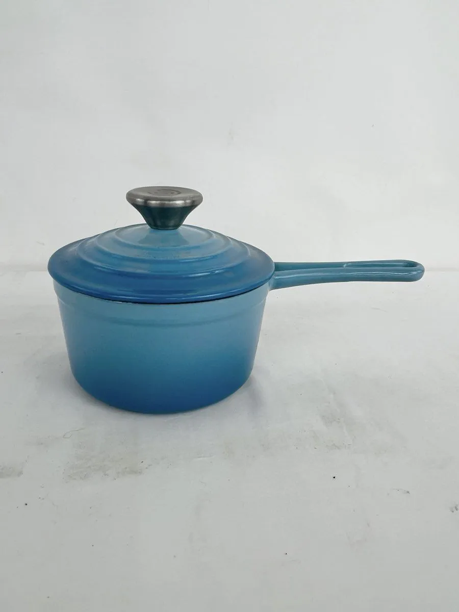 Cook's Essentials Enameled Cast Iron Saucepan 1Qt Blue