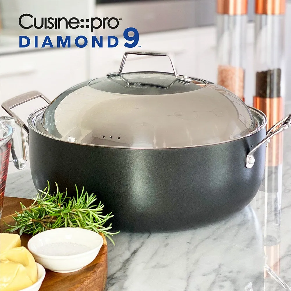 Cuisine::pro Diamond 9 Hard Anodised Round Roaster with Lid 32cm