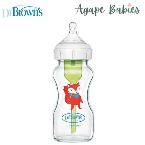 Dr Brown's 9 OZ/270 ML Glass Wide-Neck "OPTIONS " Bottle W/L3 Nipple,1 Pack - Fox