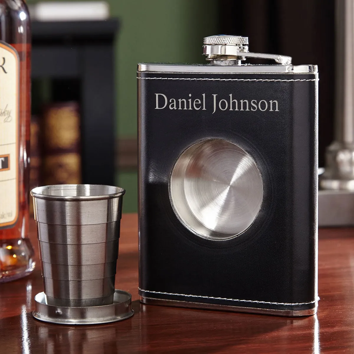 Dual Liquor Flask with Shot Glass Set (Engravable)