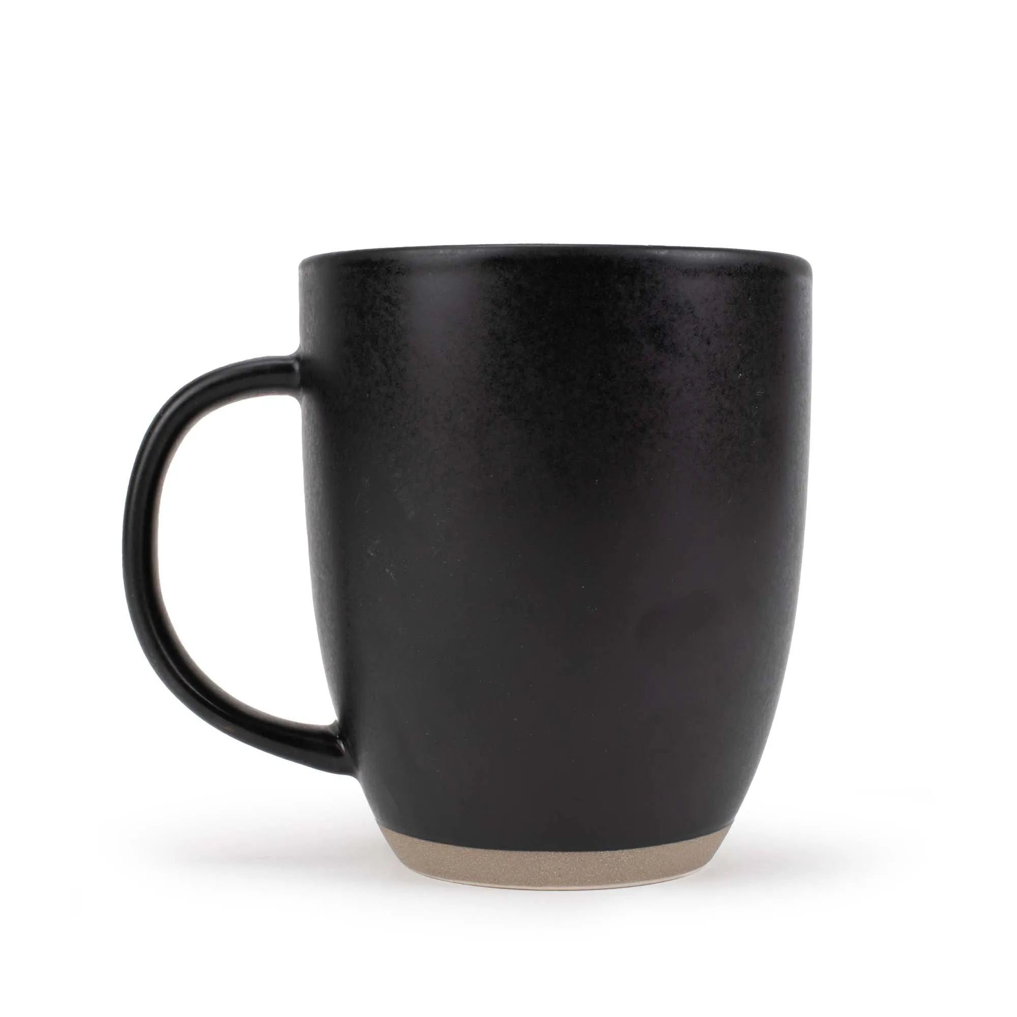 Elanze Designs Raw Clay Bottom Black 13 ounce Ceramic Coffee Mugs Set of 4