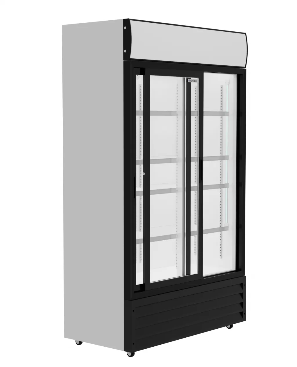 Empire Double Sliding Door Display Cooler with Merchandising Canopy - SS-P688WB-B