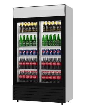 Empire Double Sliding Door Display Cooler with Merchandising Canopy - SS-P688WB-B