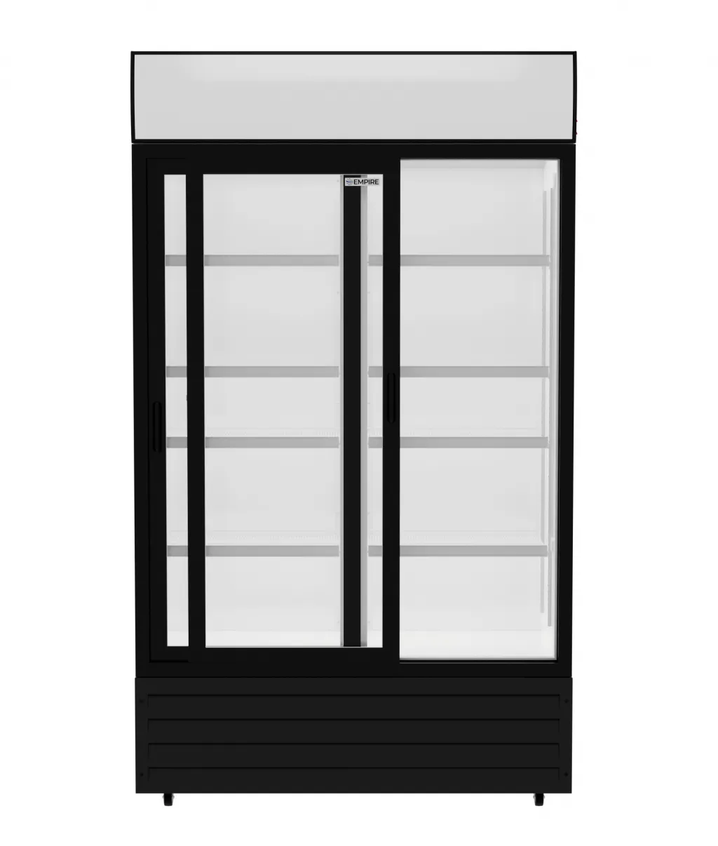 Empire Double Sliding Door Display Cooler with Merchandising Canopy - SS-P688WB-B