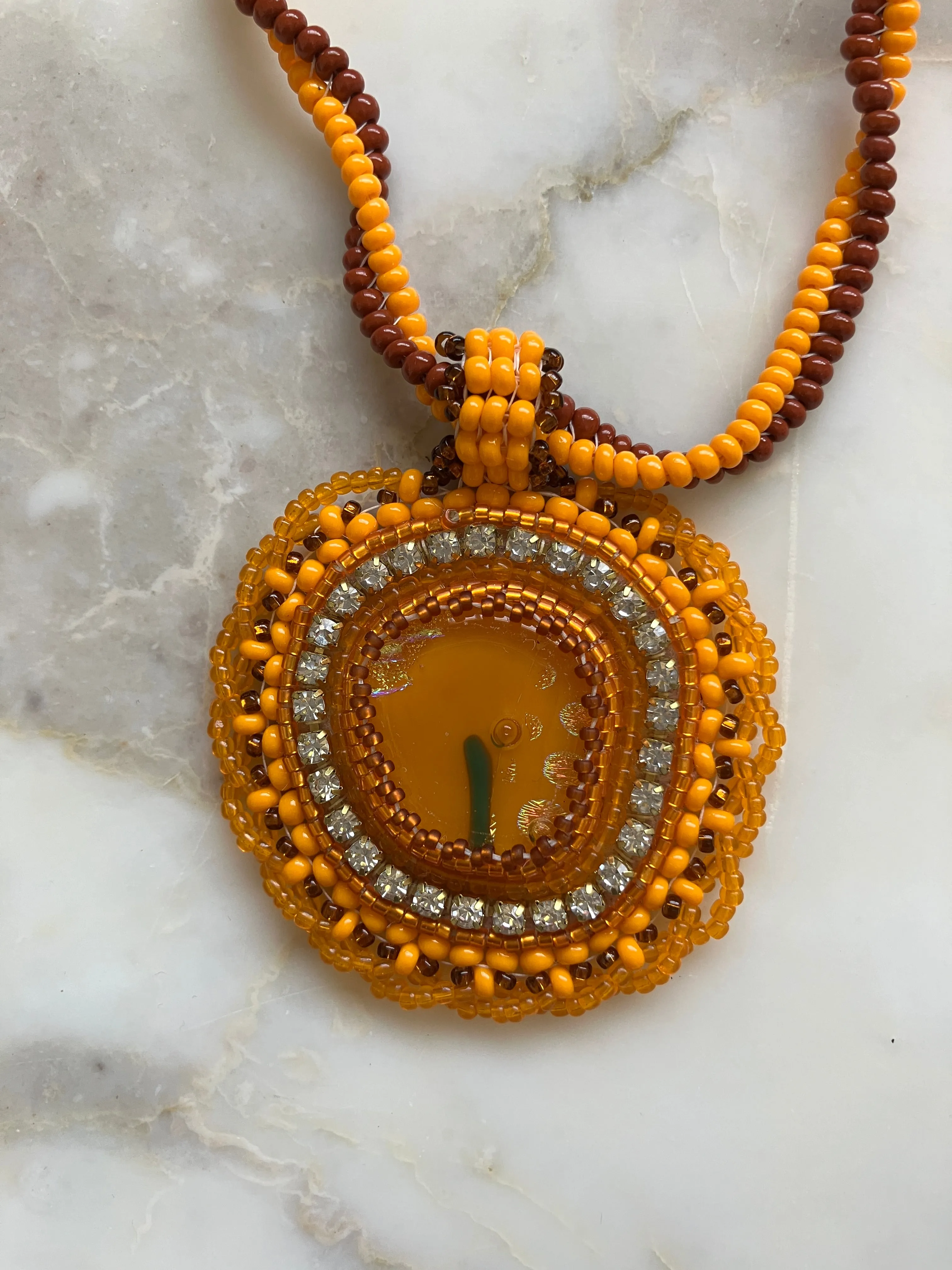 Fancy Brown and Orange Yellow Necklace