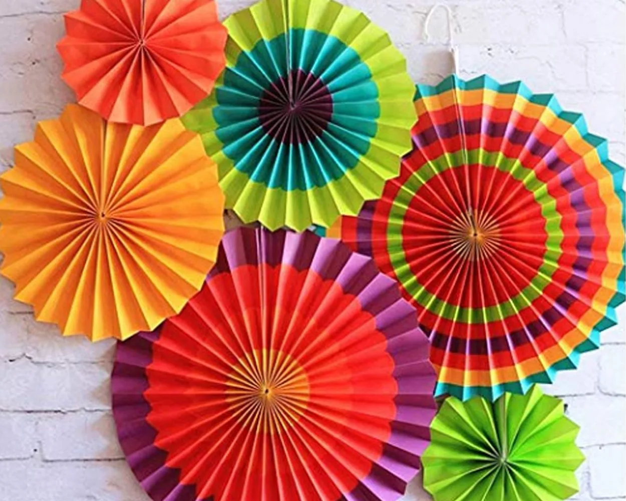 Fiesta Party Decoration 12 Pieces Hanging Paper Fans for Carnival