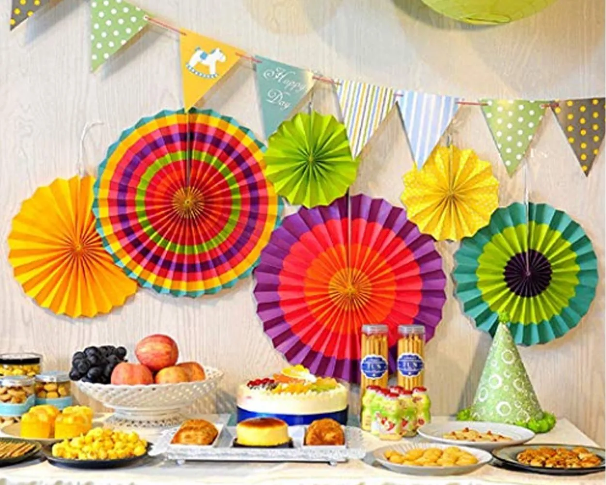 Fiesta Party Decoration 12 Pieces Hanging Paper Fans for Carnival