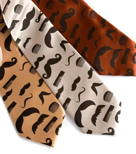 Flying Mustaches Silk Necktie