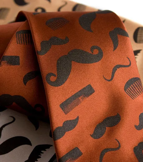 Flying Mustaches Silk Necktie