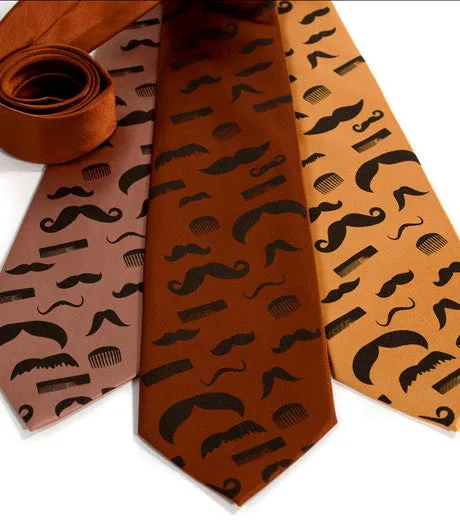 Flying Mustaches Silk Necktie