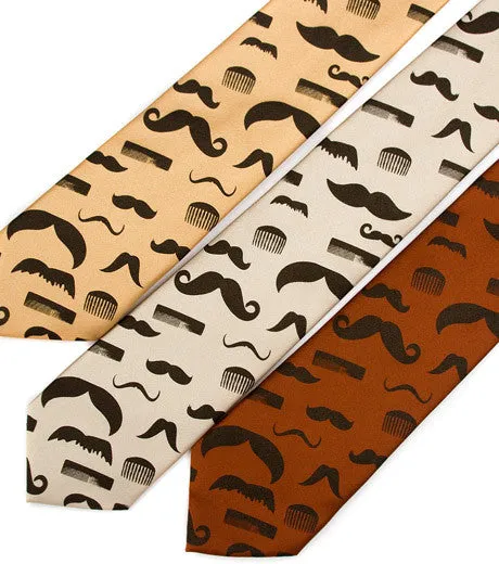 Flying Mustaches Silk Necktie