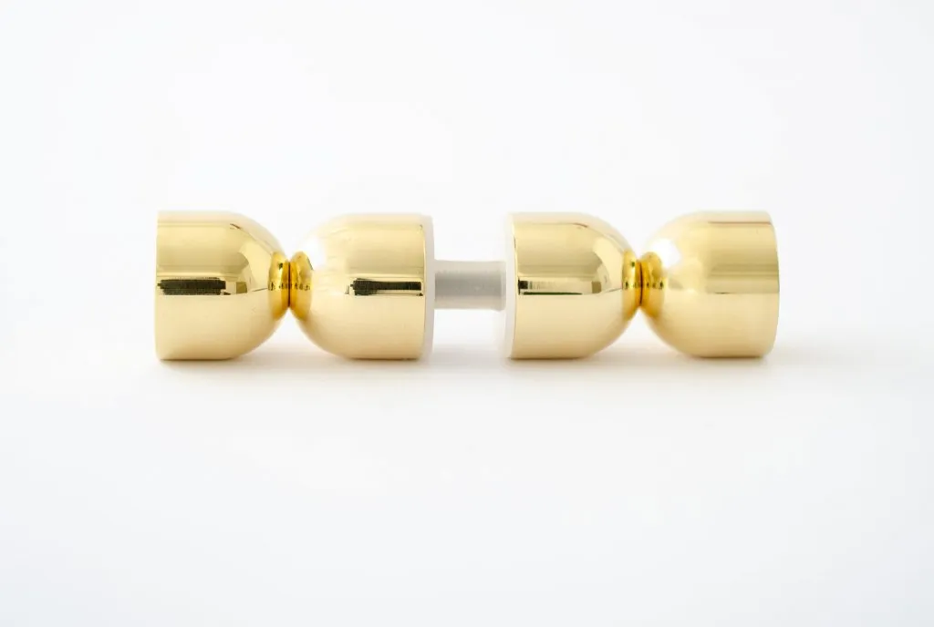 Glass Shower "Double Cup" Round Polished Brass Back to Back Door Knob