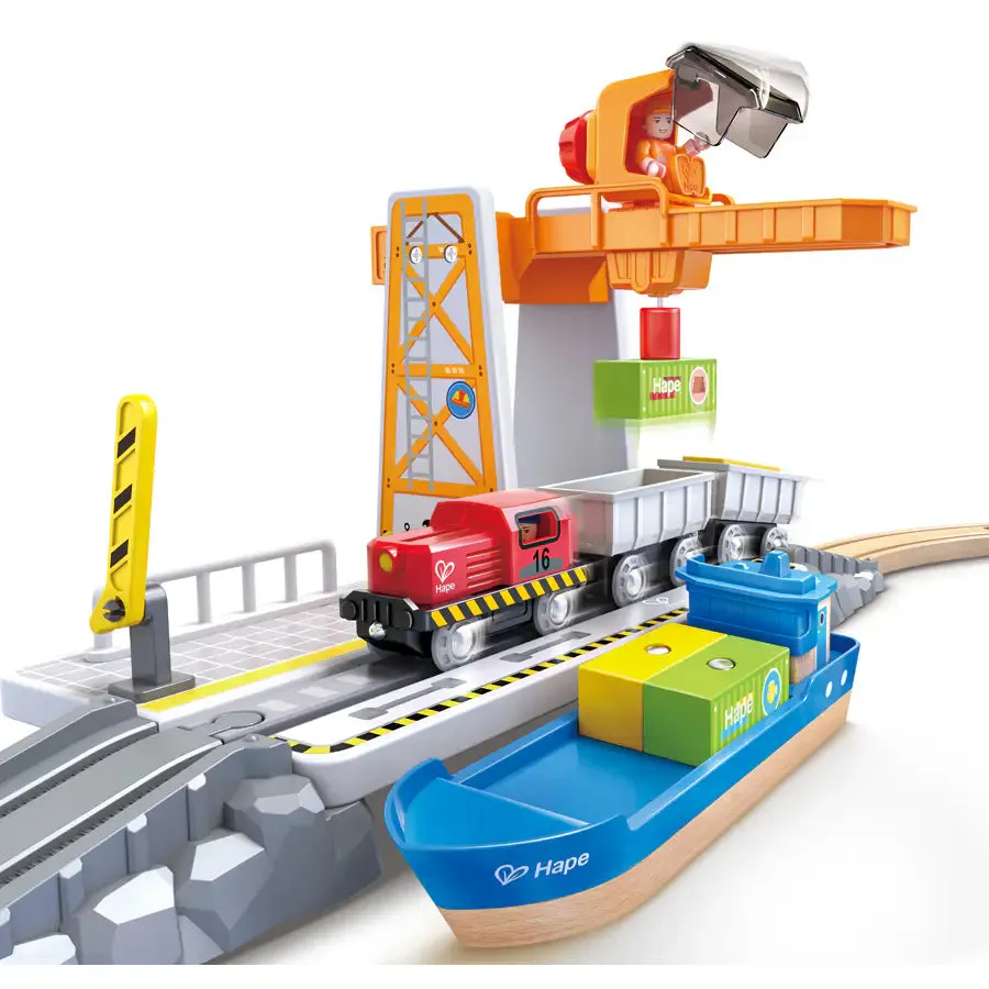 Hape Sea & Rail Cargo Transport Set