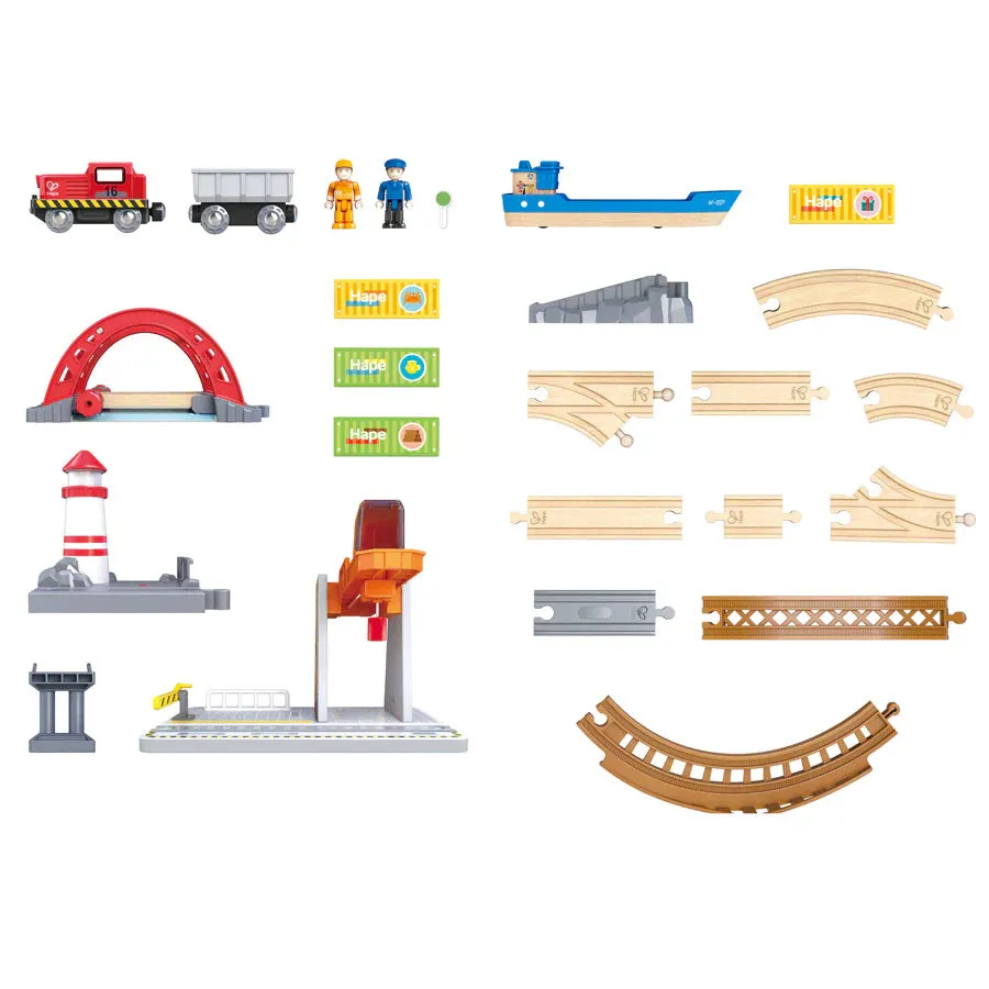 Hape Sea & Rail Cargo Transport Set