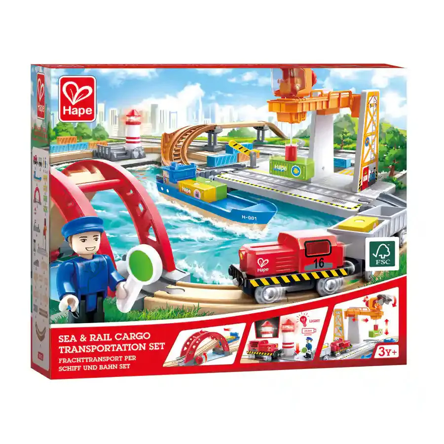 Hape Sea & Rail Cargo Transport Set