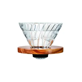 Hario V60 Glass Coffee Dripper Olive Wood - Size 02