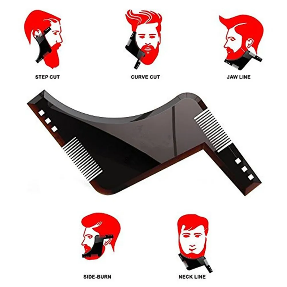 Hot 1PCS High Quality Beard Shaping Styling Template PLUS Beard Comb All-In-One Tool ABS Comb for Hair Beard Trim Template