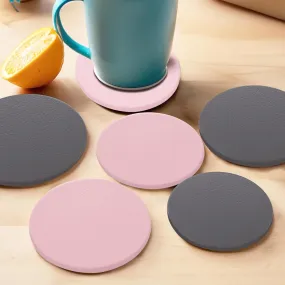 Kuber Industries 36 Pcs Non-Slip Tea Coaster for Hot Pots - Round Tea Cup & Water Glass Cover Top Lid for Teapoy & Dining Table - Grey & Pink