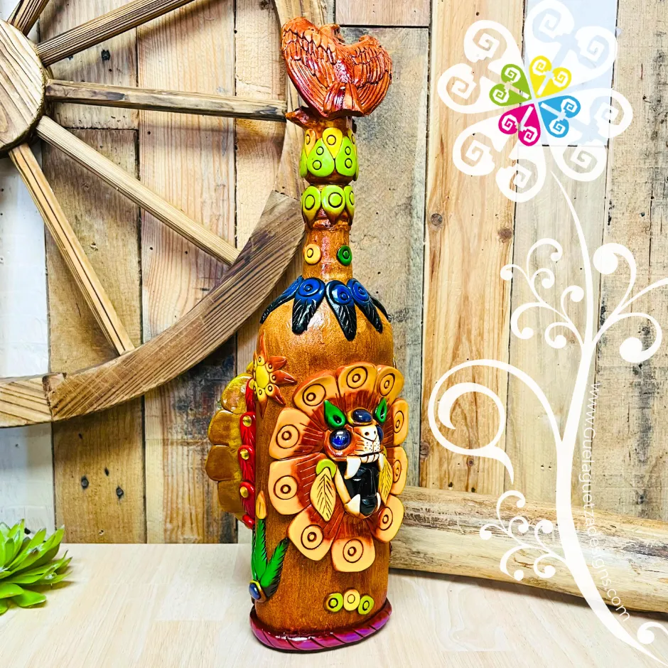 Large Calendario Glass Bottle Container - Epoxy Clay Tequila Glass Bottle