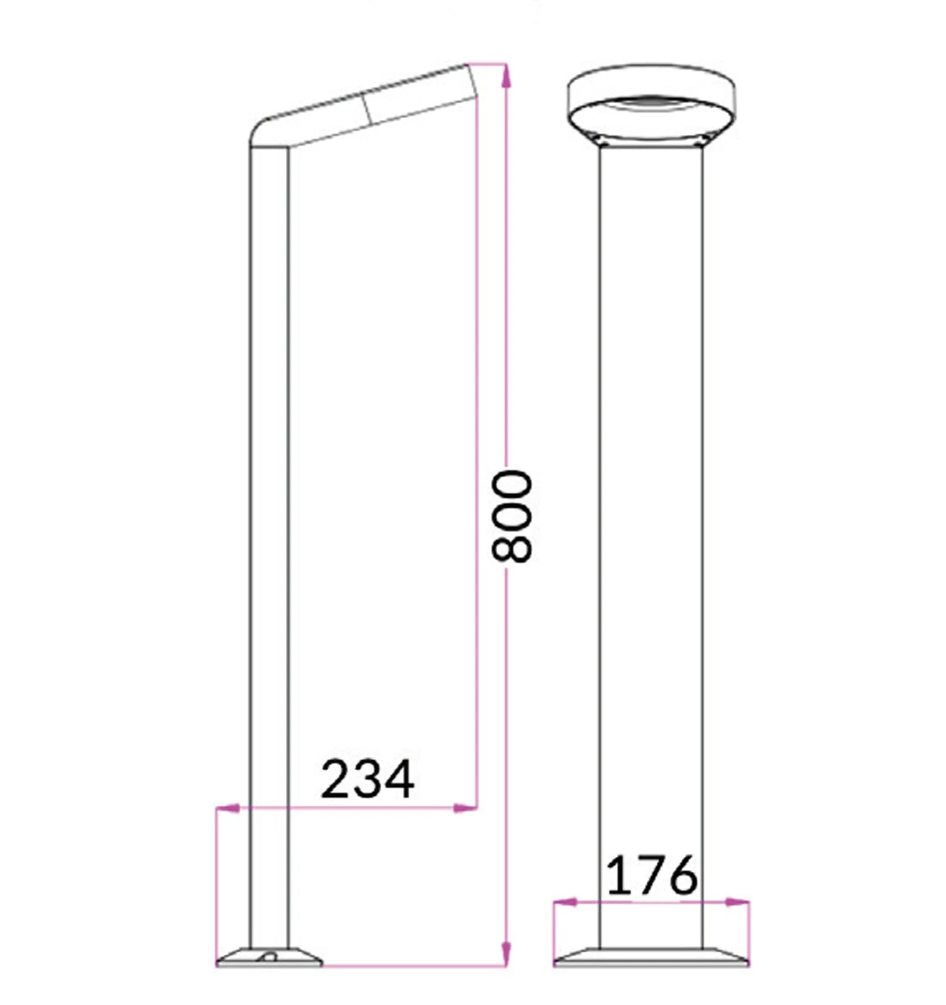 LED Surface Mounted Grey Bollard Lights IP54