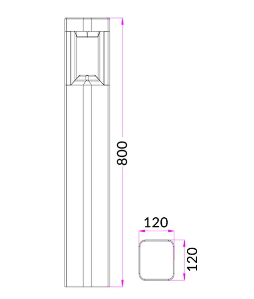 LED Surface Mounted Grey Bollard Lights IP54