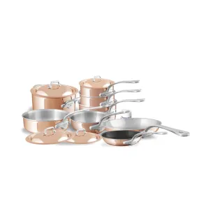 Mauviel M'6 S 12-Piece Induction Copper Cookware Set With Cast Stainless Steel Handles