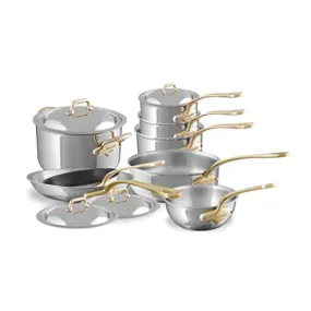 Mauviel M'COOK B 5-Ply 12-Piece Cookware Set With Brass Handles