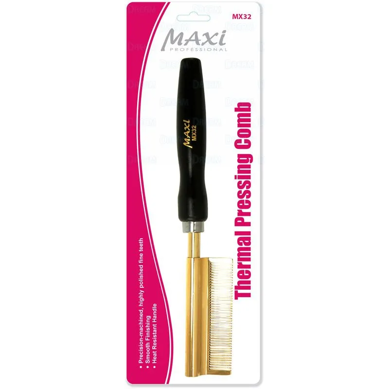 MAXI PRESSING THERMAL PRESSING COMB  - BRASS MEDIUM CURVED