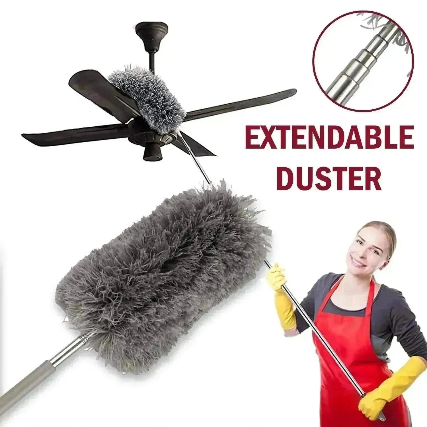 Microfiber Dusting Duster Feather Brush Household Extendable Cleaning Dust Tool