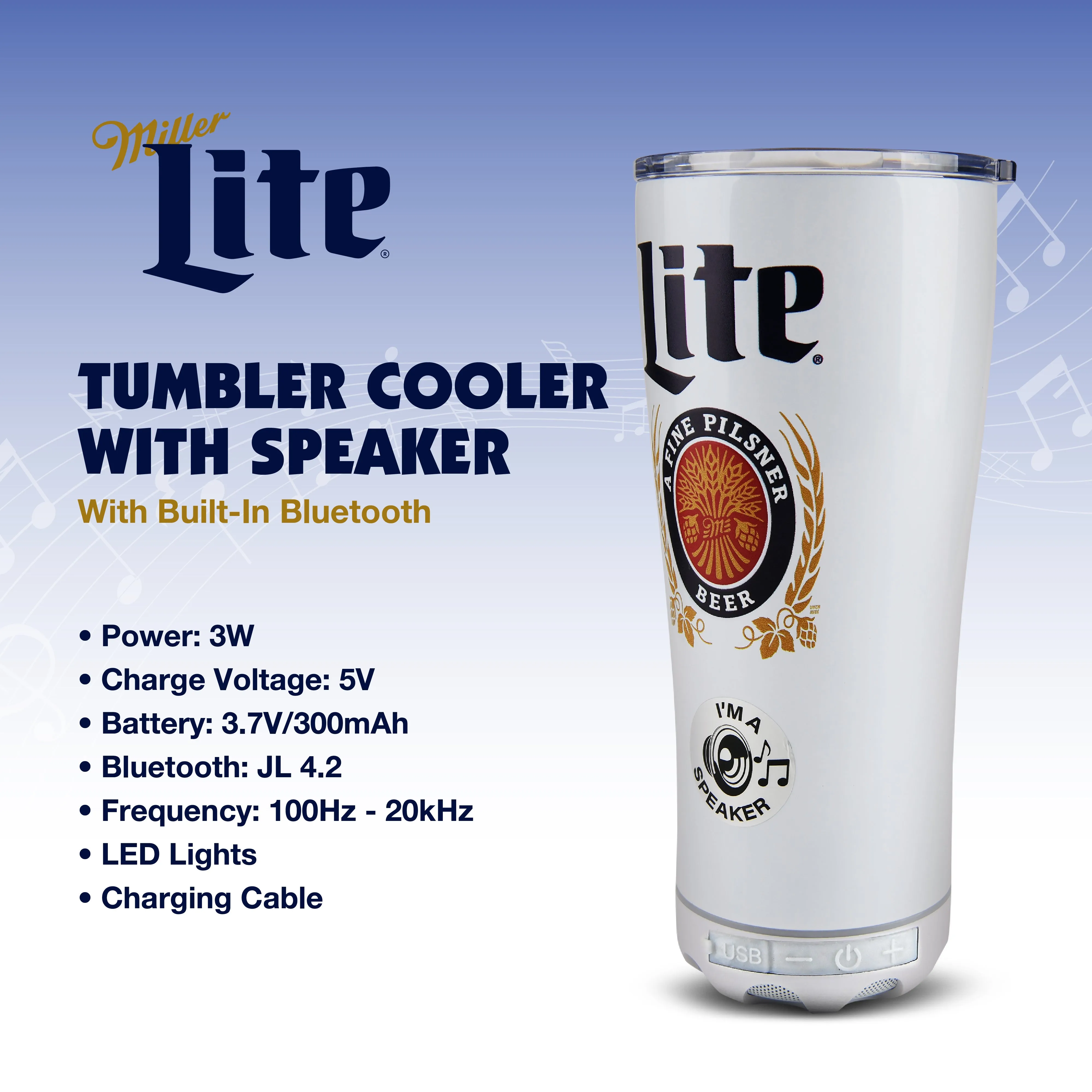 Miller Lite and Coors Light Insulated Bluetooth Speaker Tumbler