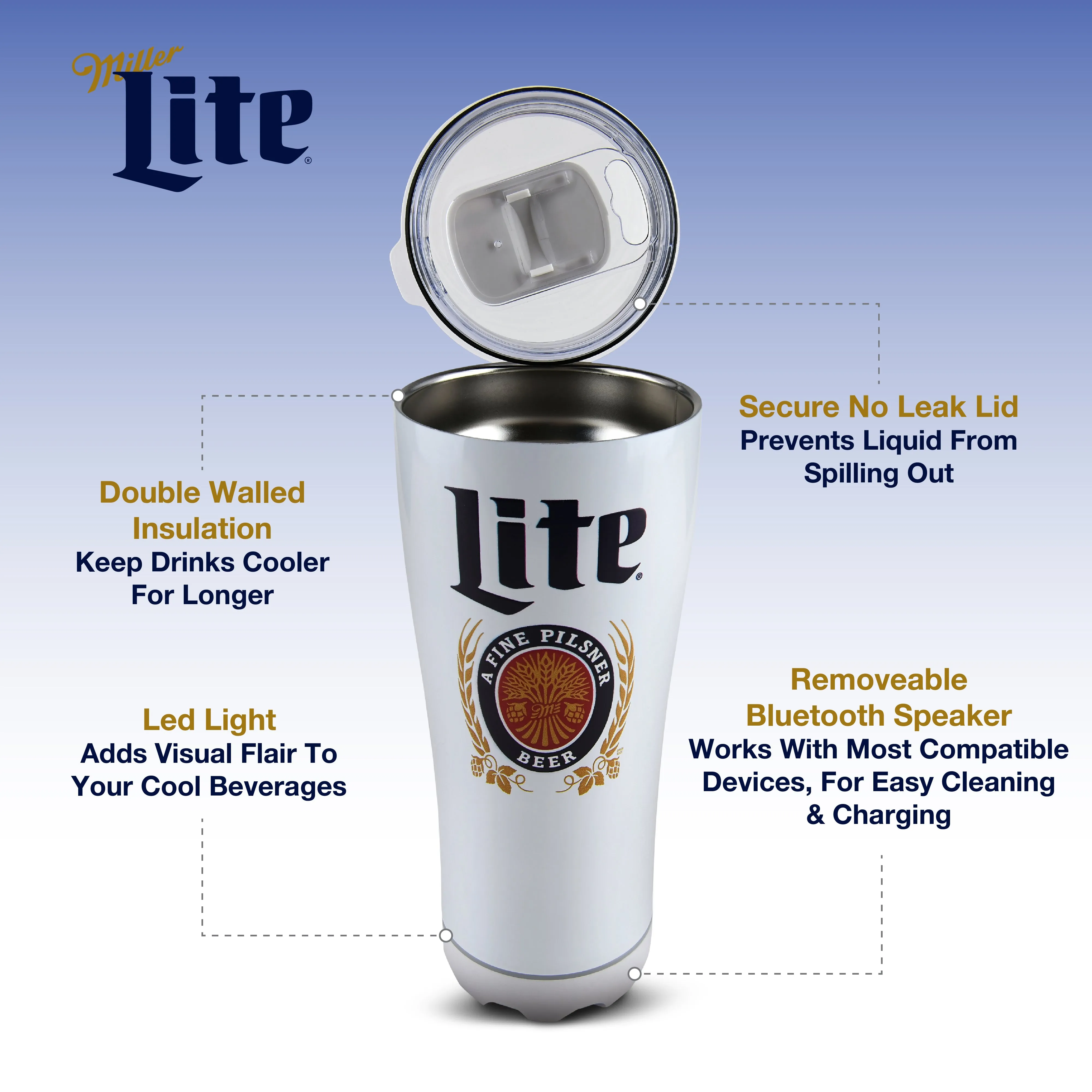 Miller Lite and Coors Light Insulated Bluetooth Speaker Tumbler