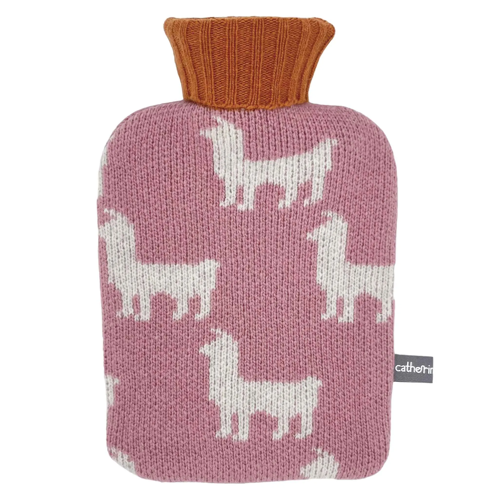 Mini Lambswool Kids Hot Water Bottle Set - Dusky Pink Llamas